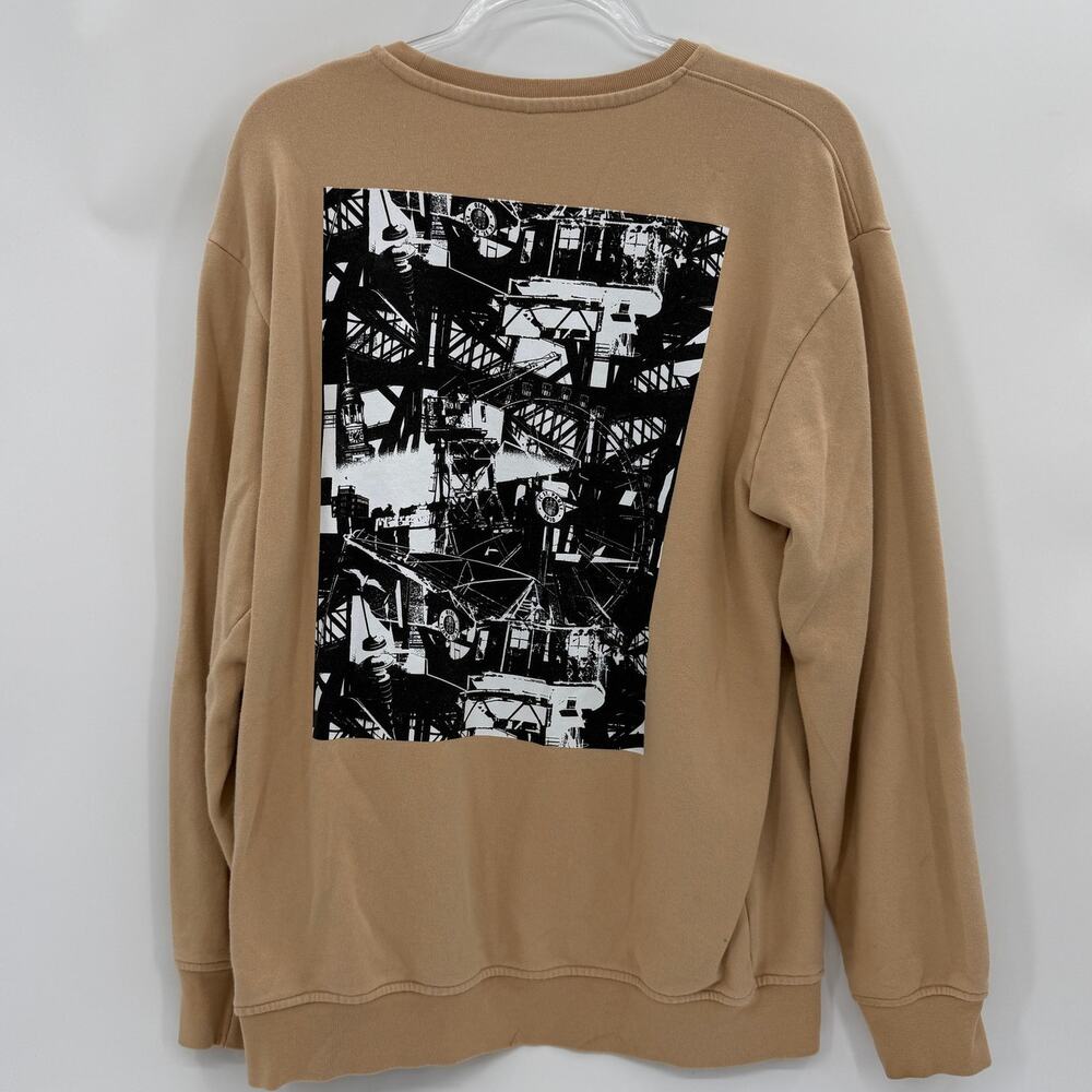 ST PAULI Football Club Women Size L Streetwear Graphic Terry Lined Crew Neck Tan